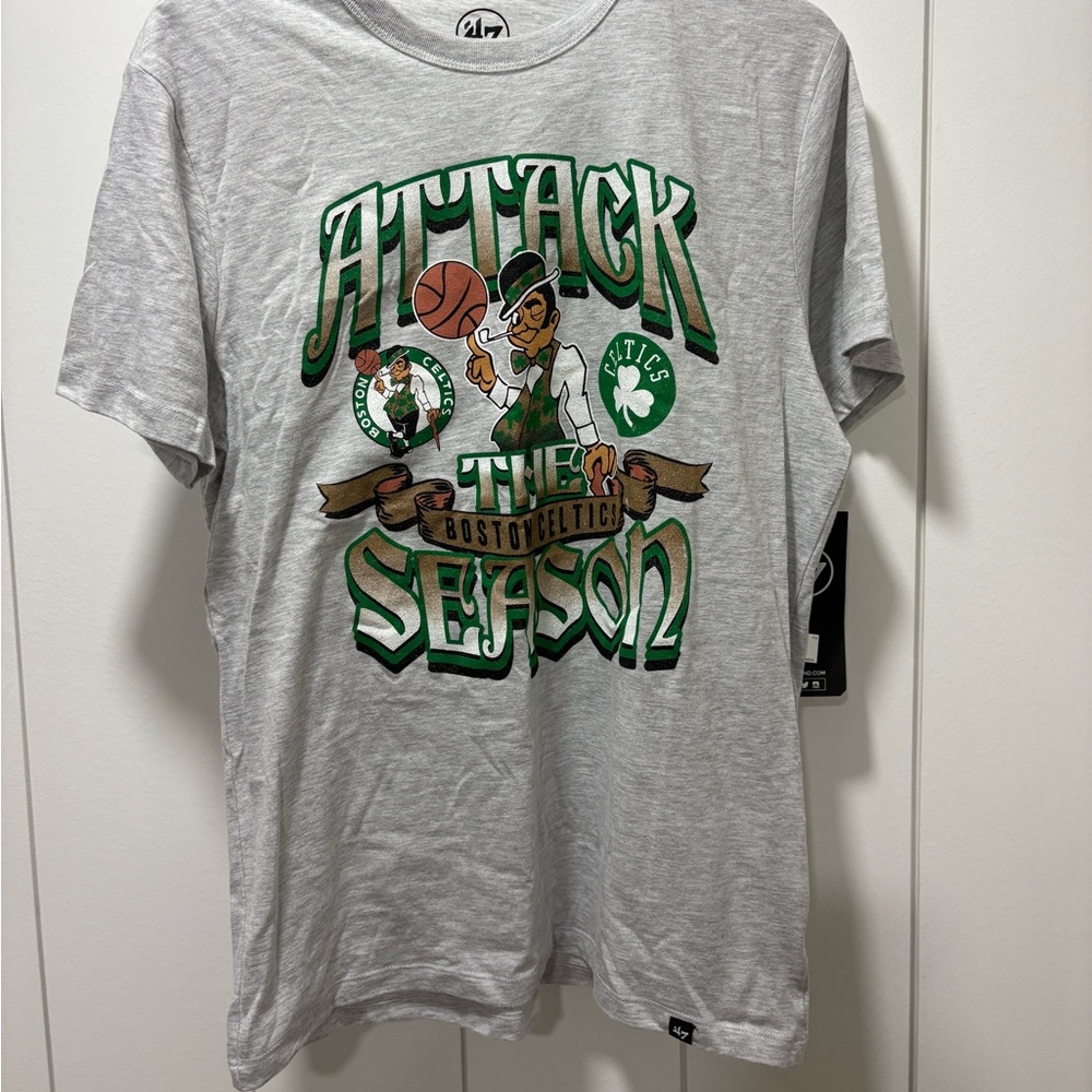 ‘47 Boston Celtics Gray T-shirt Attack The Season Mens Size Medium NWT